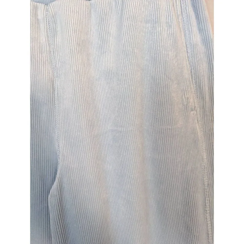 Yogalicious Asbury dreamy ribbed velvet plush lounge sleep pants light blue L